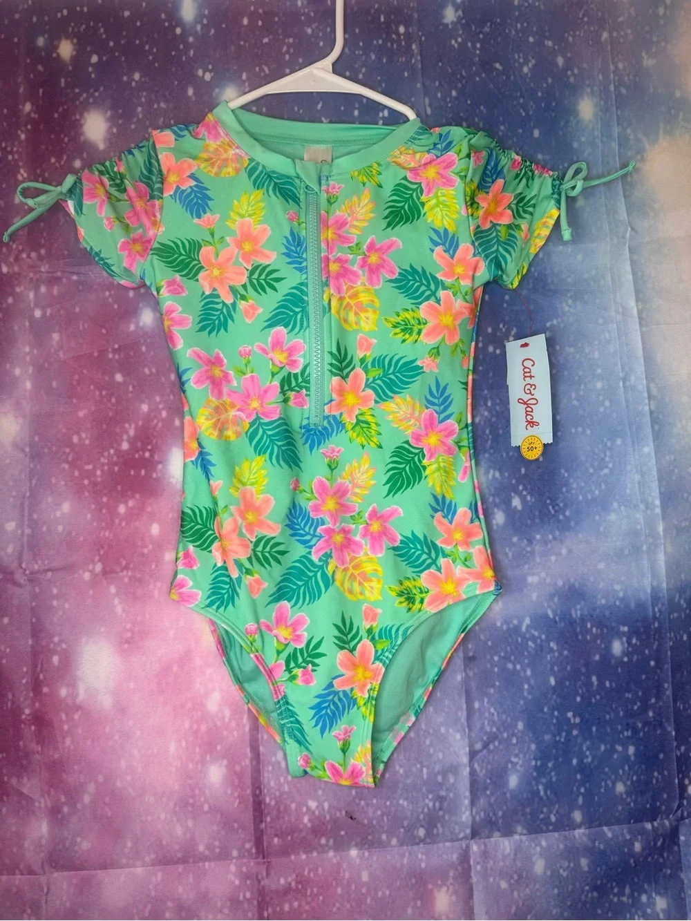 New Cat & Jack one piece short sleeve swimsuit